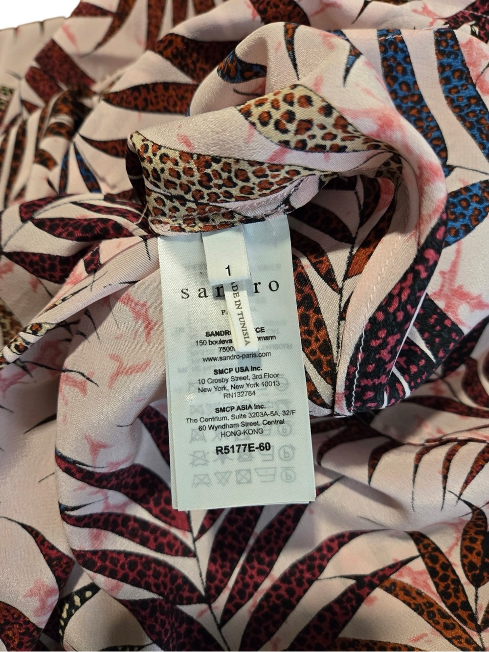 Sandro Paris Koxie Silk Wrap Midi Dress Tropical Print SZ 1 (fits XS/S) - Picture 9 of 10